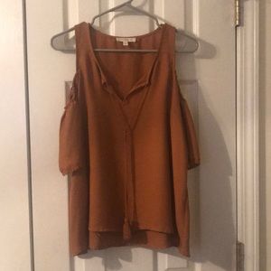 Tan open shoulder top